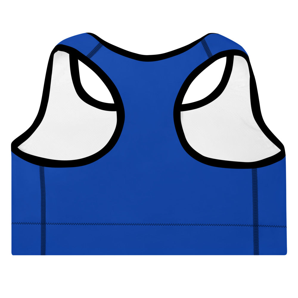 Sixty Eight 93 Logo White Blue Padded Sports Bra