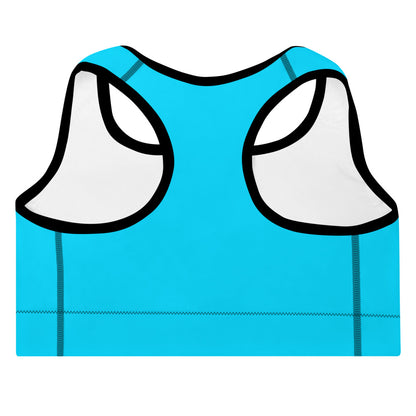 Sixty Eight 93 Logo White Aqua Blue Padded Sports Bra