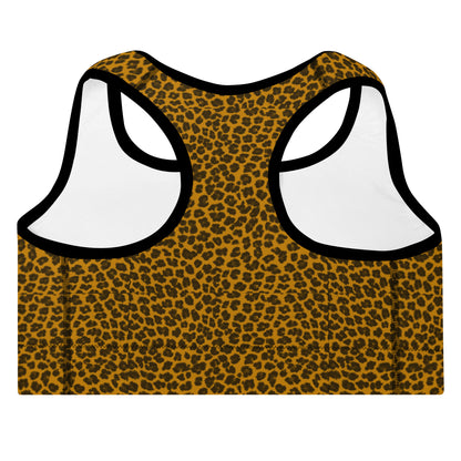 Sixty Eight 93 Logo White Cheetah Orange Padded Sports Bra