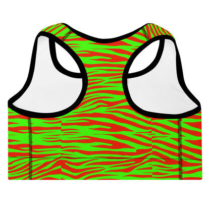 Sixty Eight 93 Logo White Zebra Strawberry Lime Padded Sports Bra