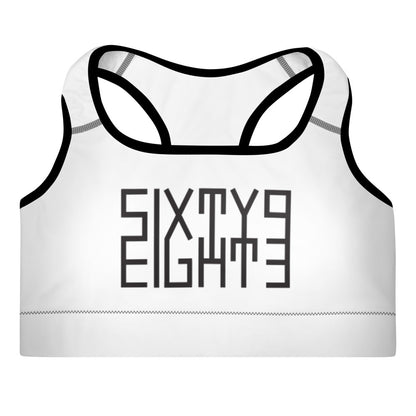 Sixty Eight 93 Logo Black White Padded Sports Bra