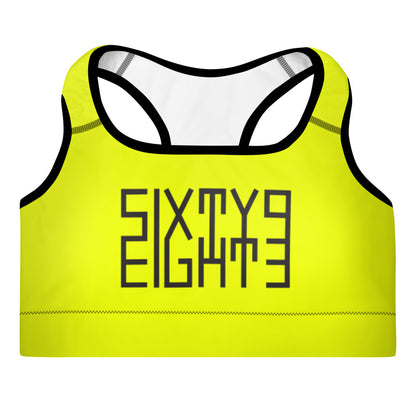 Sixty Eight 93 Logo Black Lemonade Padded Sports Bra
