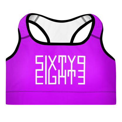 Sixty Eight 93 Logo White Purple Padded Sports Bra