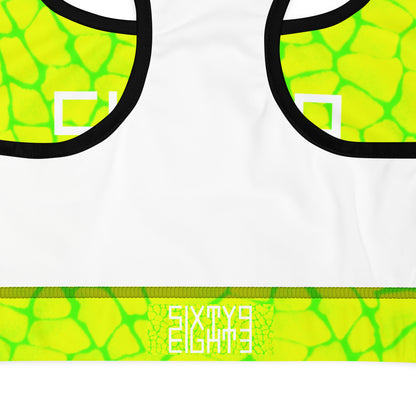 Sixty Eight 93 Logo White Boa Lemonade Lime Padded Sports Bra