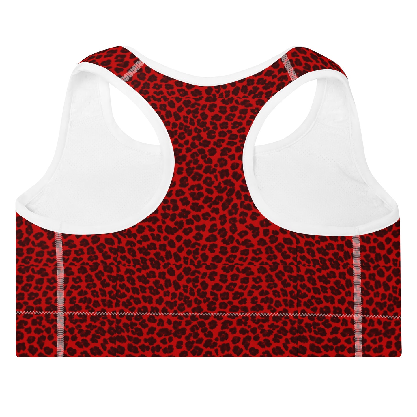 Sixty Eight 93 Logo White Cheetah Red Padded Sports Bra