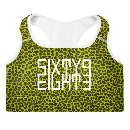 Sixty Eight 93 Logo White Cheetah Lemonade Padded Sports Bra