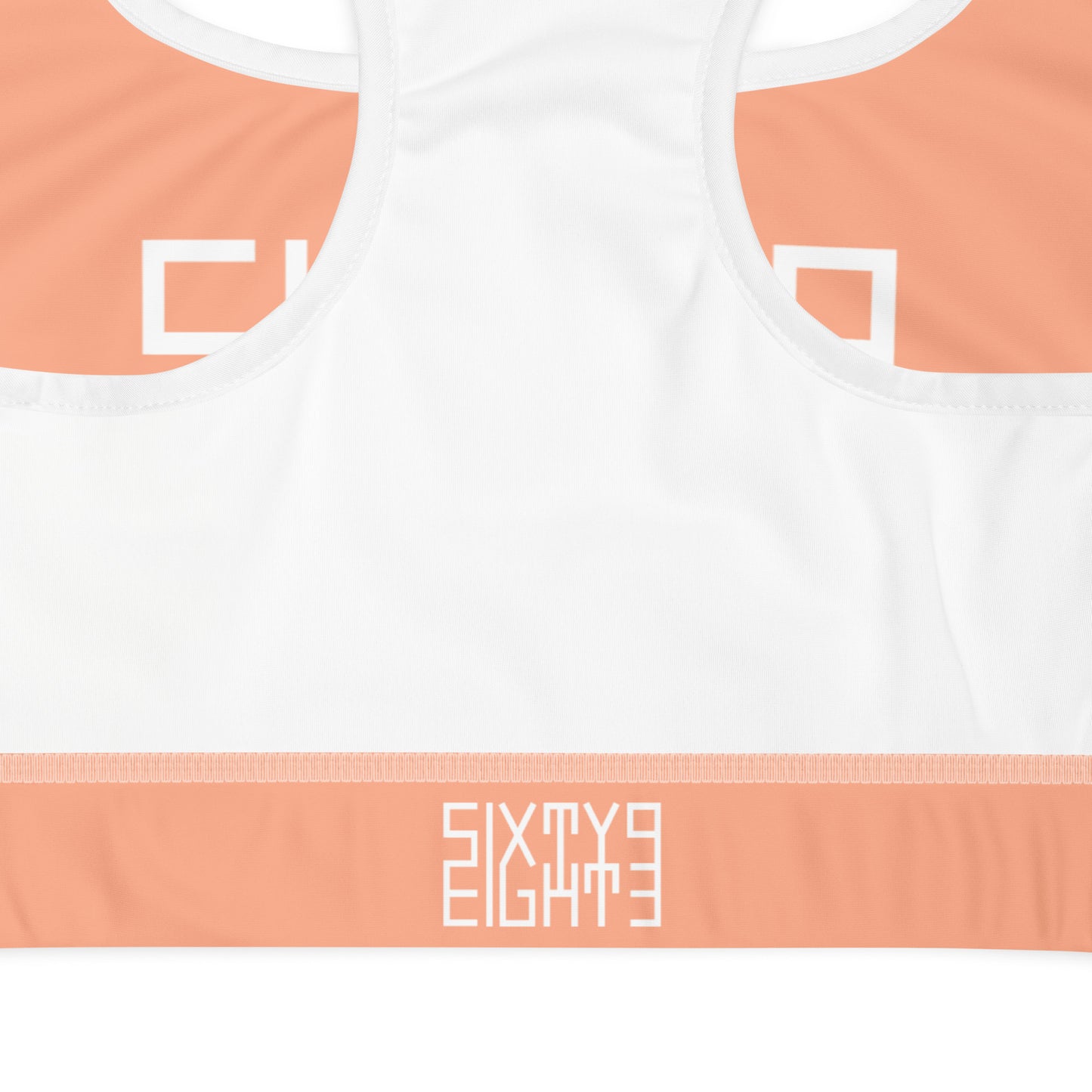 Sixty Eight 93 Logo White & Peach Padded Sports Bra