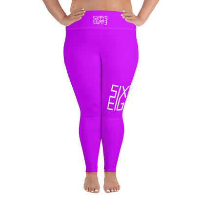 Sixty Eight 93 Logo White & Purple Plus Size Leggings