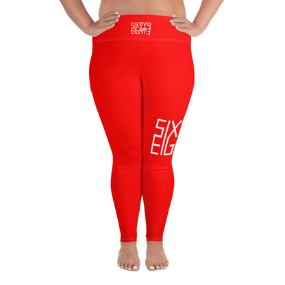 Sixty Eight 93 Logo White & Red Plus Size Leggings