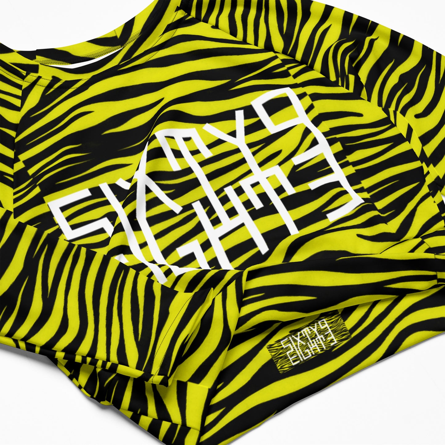 Sixty Eight 93 Logo White Zebra Black Lemonade Recycled Long-Sleeve Crop Top