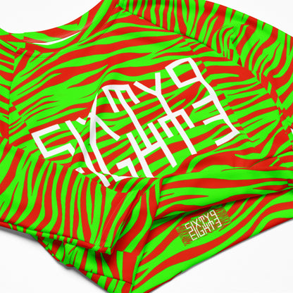 Sixty Eight 93 Logo White Zebra Strawberry Lime Recycled Long-Sleeve Crop Top