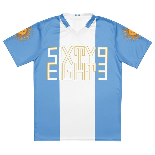 Sixty Eight 93 Logo White & Gold Argentina Unisex Jersey