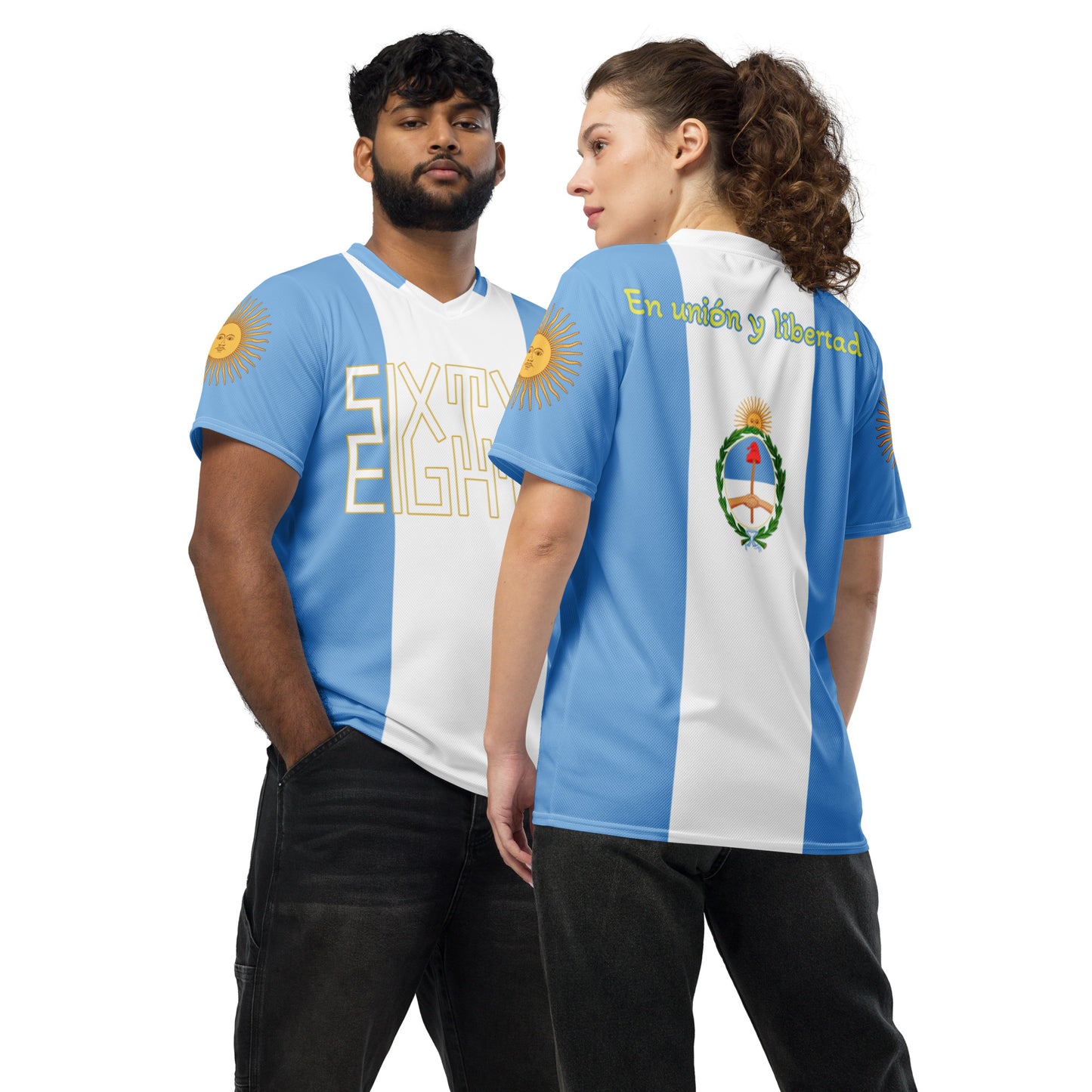 Sixty Eight 93 Logo White & Gold Argentina Unisex Jersey