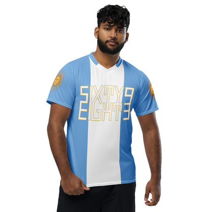 Sixty Eight 93 Logo White & Gold Argentina Unisex Jersey