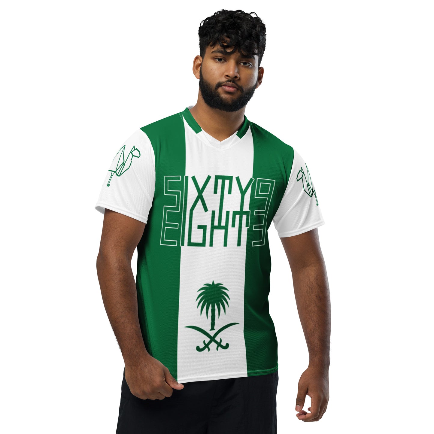Sixty Eight 93 Logo Green & White Saudi Arabia Unisex Jersey