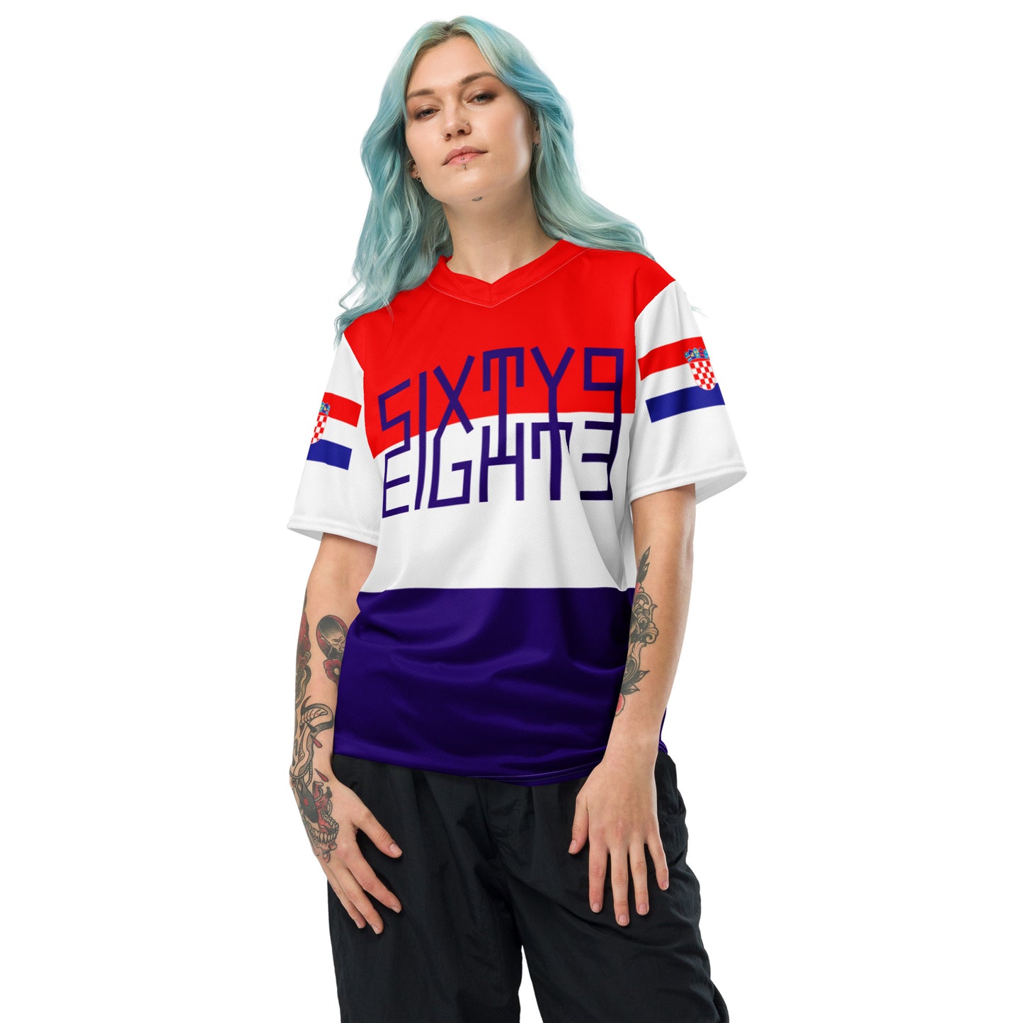 Sixty Eight 93 Logo Dark Royal Blue Croatia Unisex Jersey