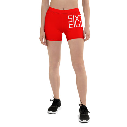 Sixty Eight 93 Logo White & Red Women's Shorts