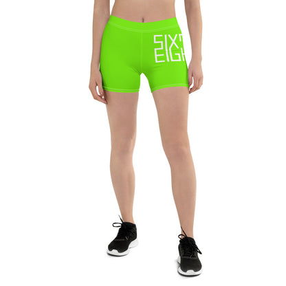 Sixty Eight 93 Logo White & Lime Green Women's Shorts