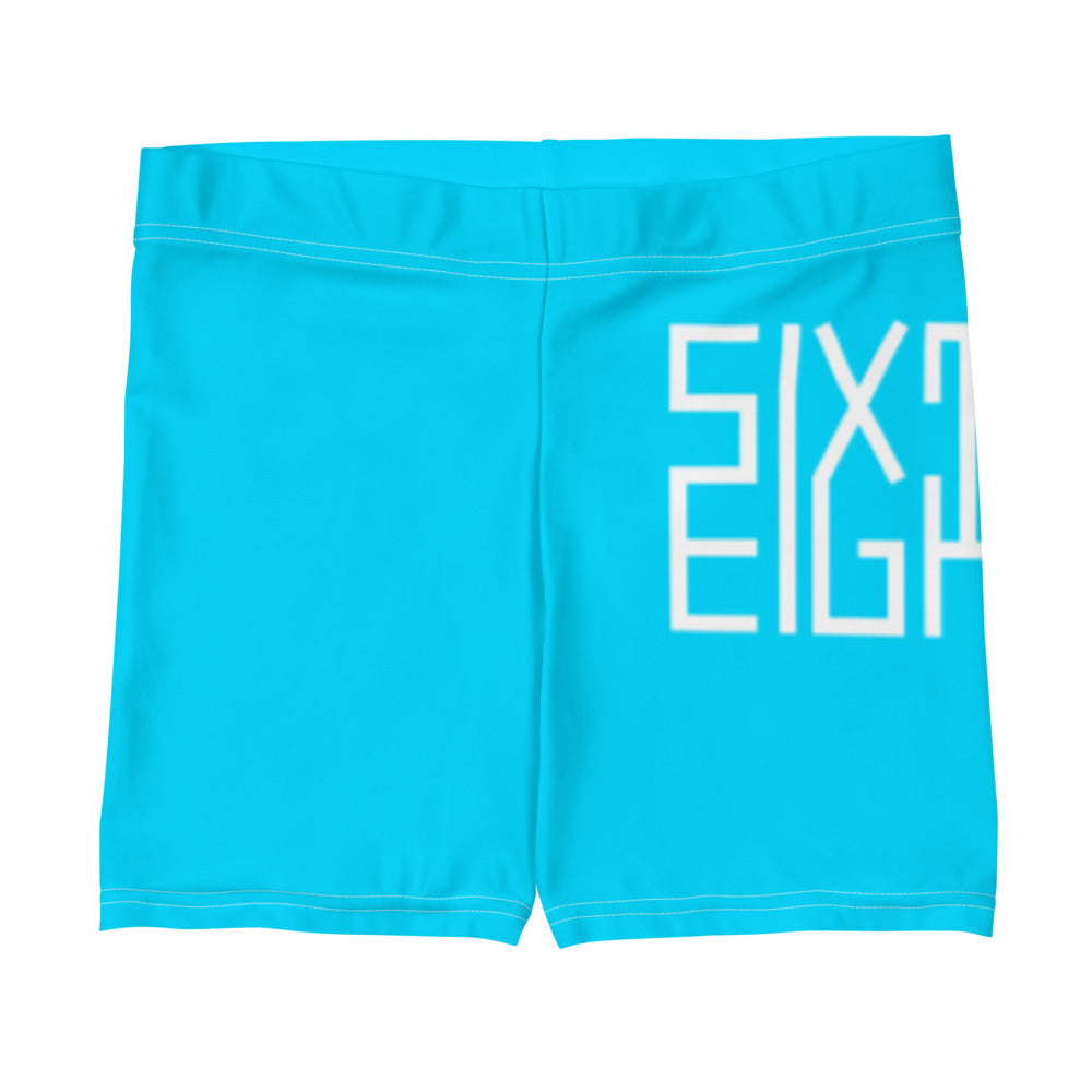Sixty Eight 93 Logo White & Aqua Blue Women's Shorts