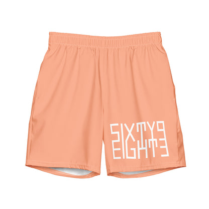 Sixty Eight 93 Logo White & Peach Men's Swim Trunks