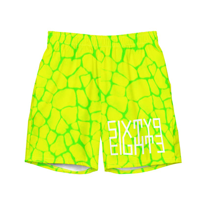 Sixty Eight 93 Logo White Boa Lemonade Lime Men's Swim Trunks