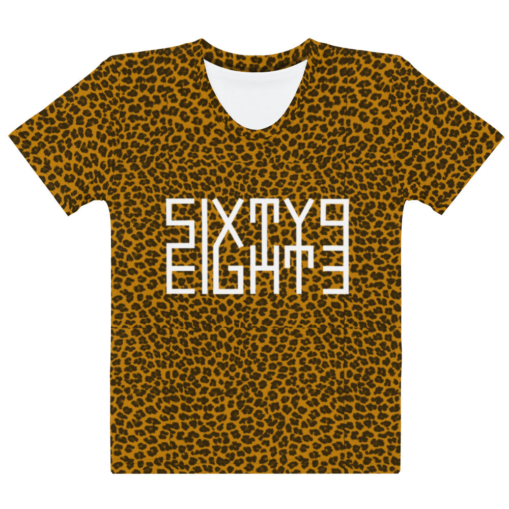 Sixty Eight 93 Logo White Cheetah Orange Women's Tee