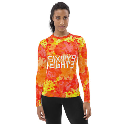 Sixty Eight 93 Logo White Sunburst Women's Rash Guard