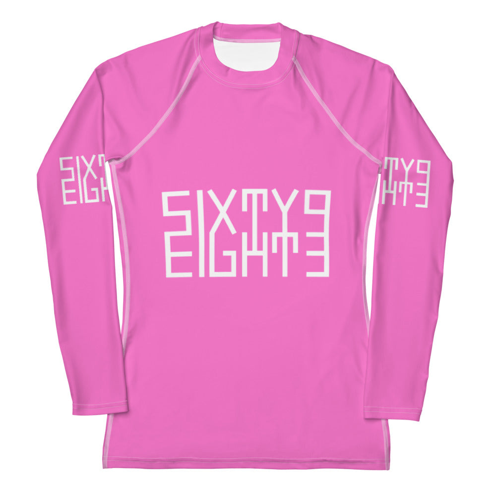 Sixty Eight 93 Logo White & Pink Women's Rash Guard