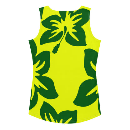 Sixty Eight 93 Logo White Hibiscus Forest Green & Yellow Women's AOP Tank Top
