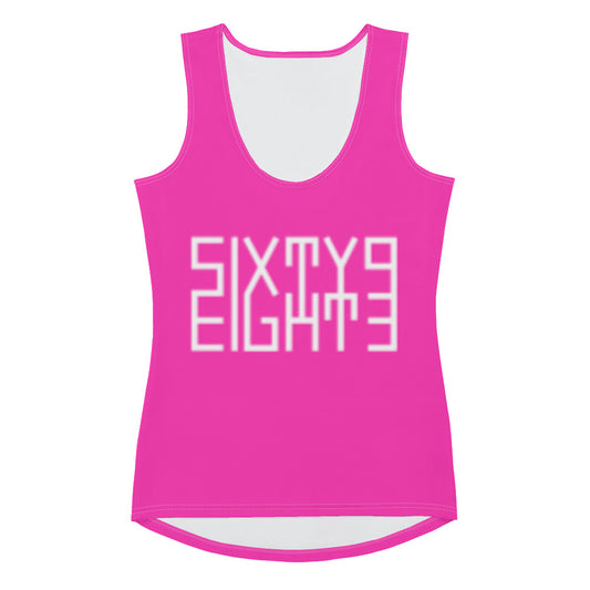 Sixty Eight 93 Logo White & Fuchsia Women's AOP Tank Top