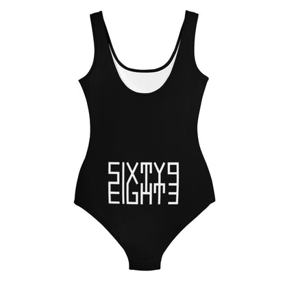 Sixty Eight 93 Logo White & Black Youth Swimsuit
