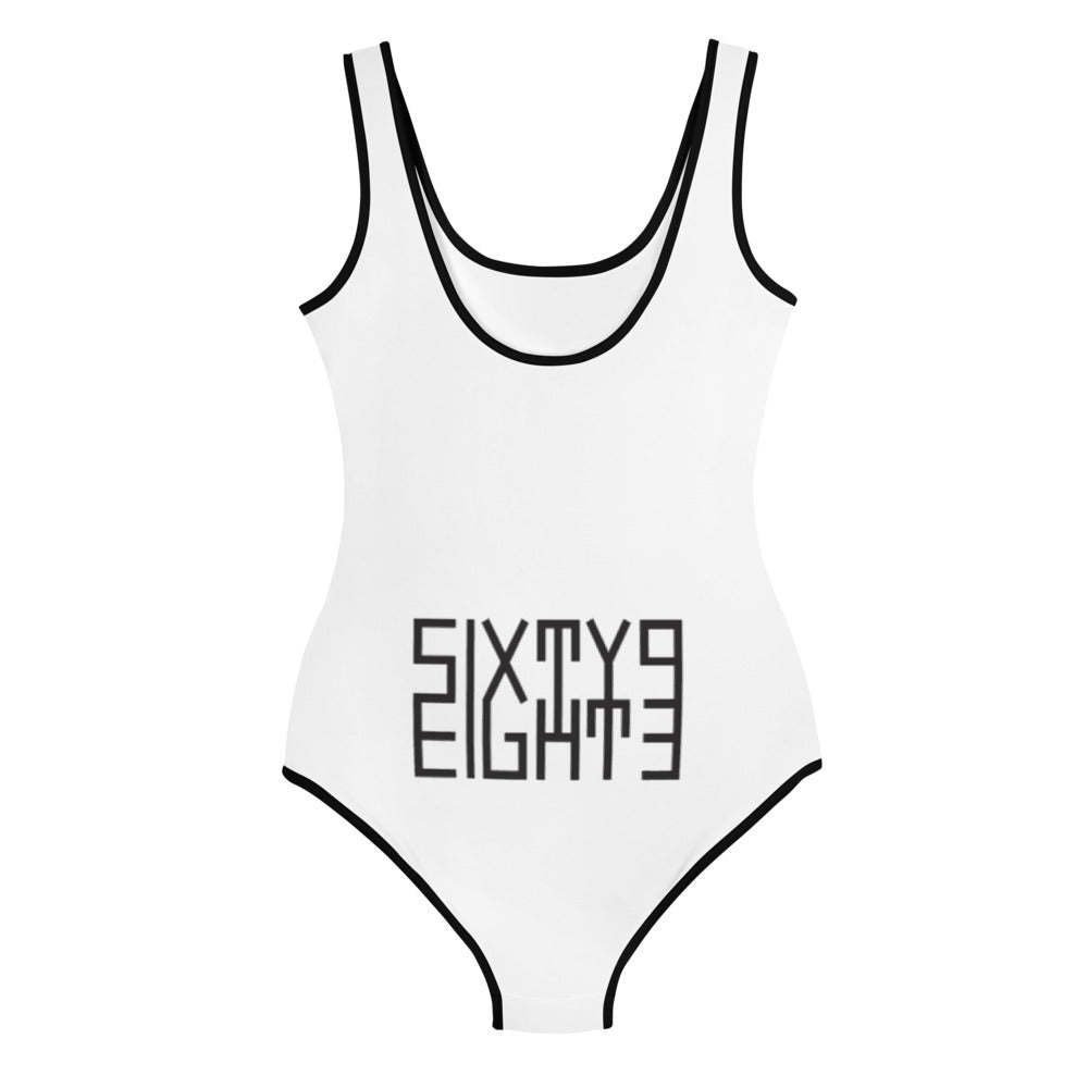 Sixty Eight 93 Logo Black & White Youth Swimsuit