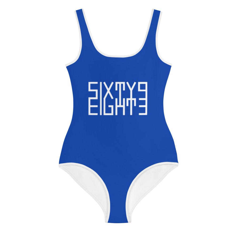Sixty Eight 93 Logo White & Blue Youth Swimsuit