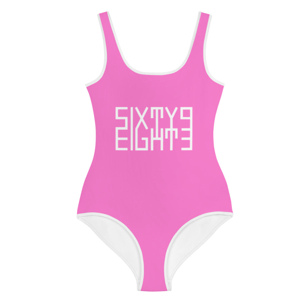 Sixty Eight 93 Logo White & Pink Youth Swimsuit