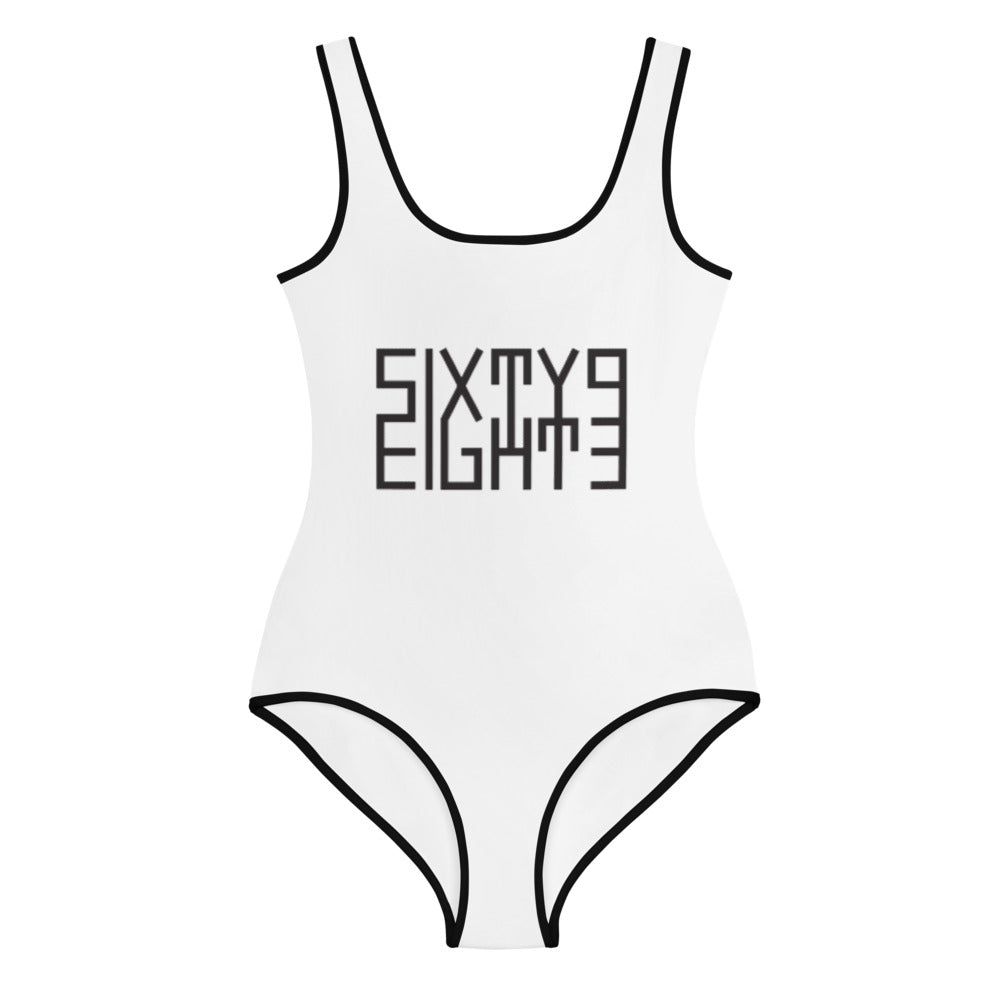 Sixty Eight 93 Logo Black & White Youth Swimsuit