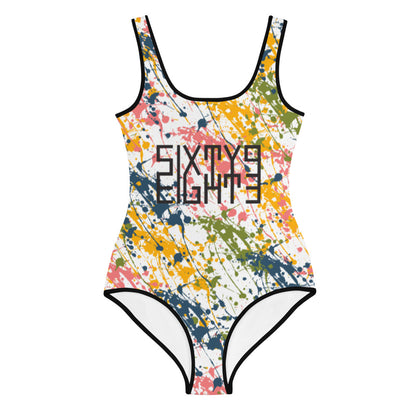 Sixty Eight 93 Logo Black Drip #17 Youth Swimsuit