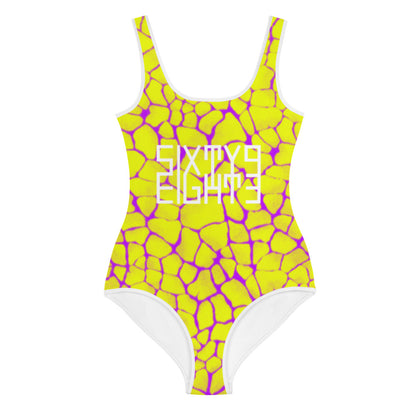 Sixty Eight 93 Logo White Boa Gold Rush Purple Youth Swimsuit