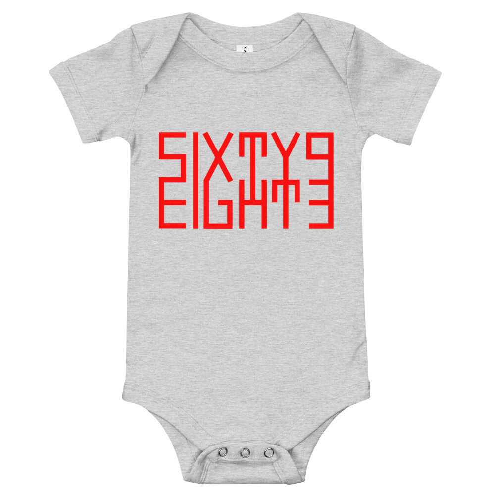 Sixty Eight 93 Logo Red Baby Short Sleeve One Piece