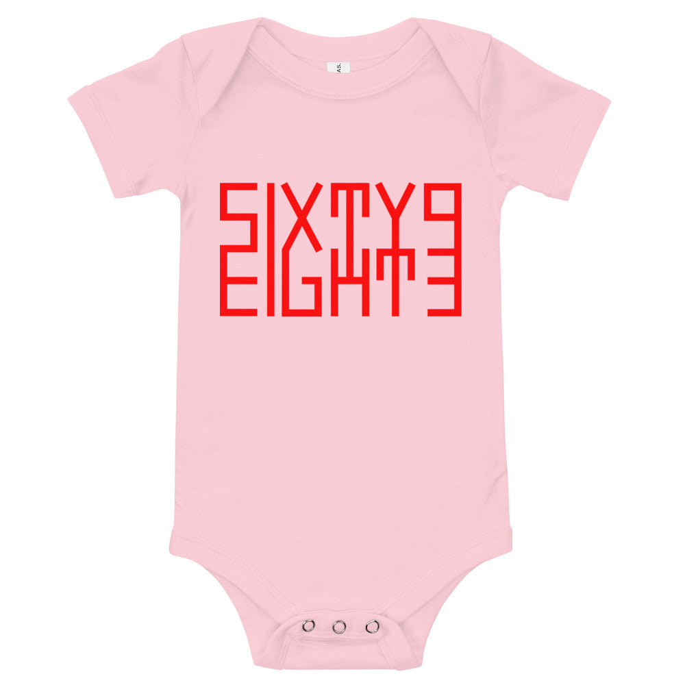 Sixty Eight 93 Logo Red Baby Short Sleeve One Piece