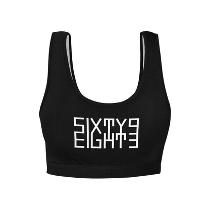 Sixty Eight 93 Logo White Black Sports Bra