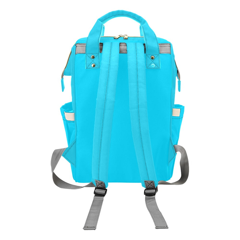 Sixty Eight 93 Logo White Aqua Blue Multi-Function BackPack