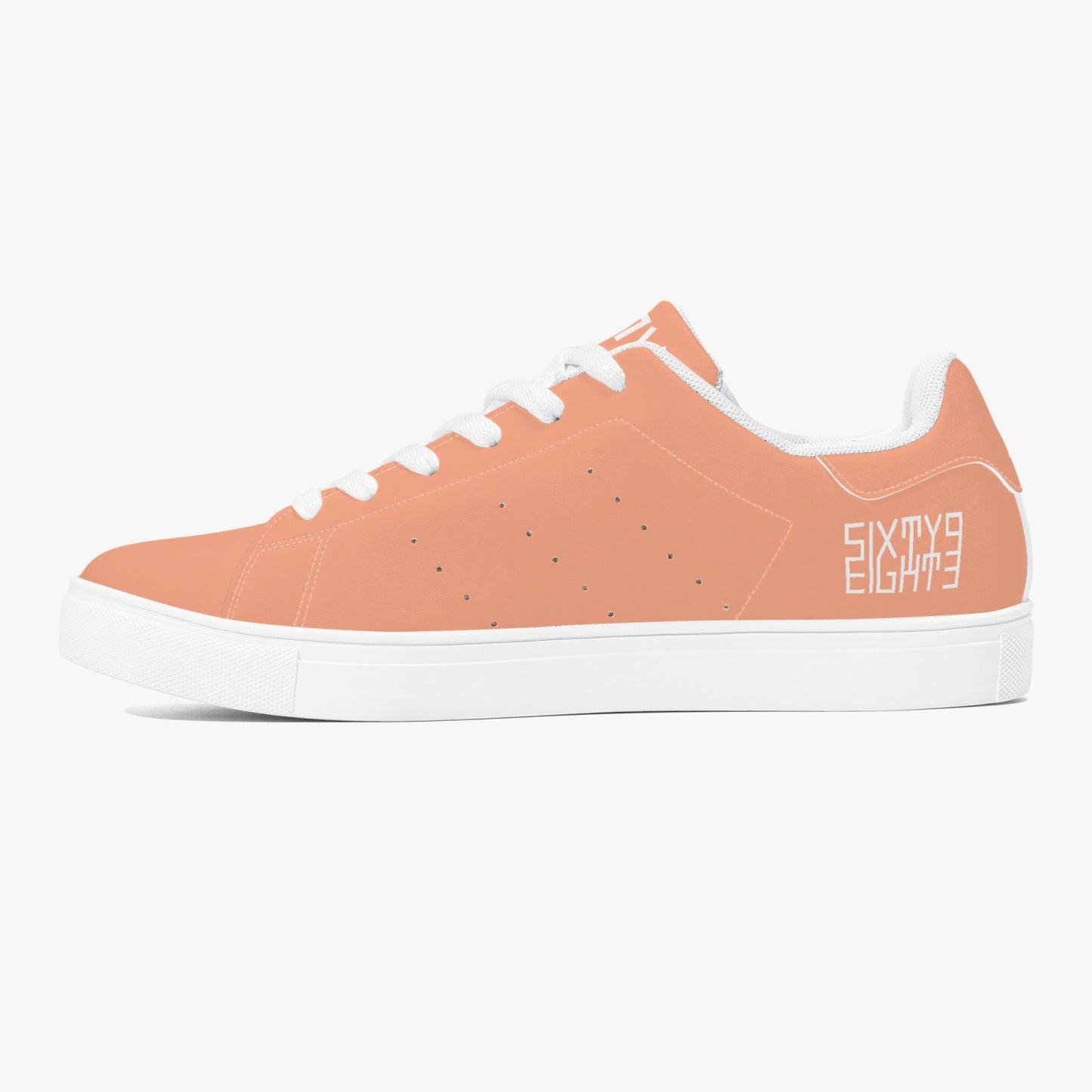 Sixty Eight 93 Logo White Peach Classic Low-Top Leather Shoes