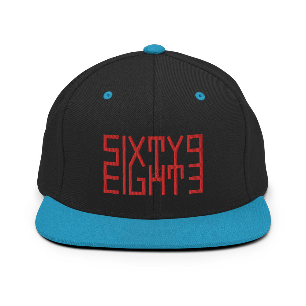 Sixty Eight 93 Logo Red Snapback Hat