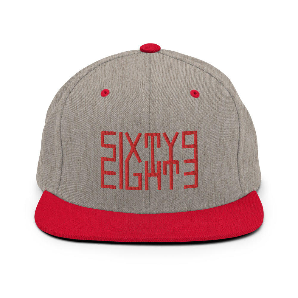 Sixty Eight 93 Logo Red Snapback Hat