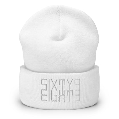 Sixty Eight 93 Logo White Cuffed Beanie