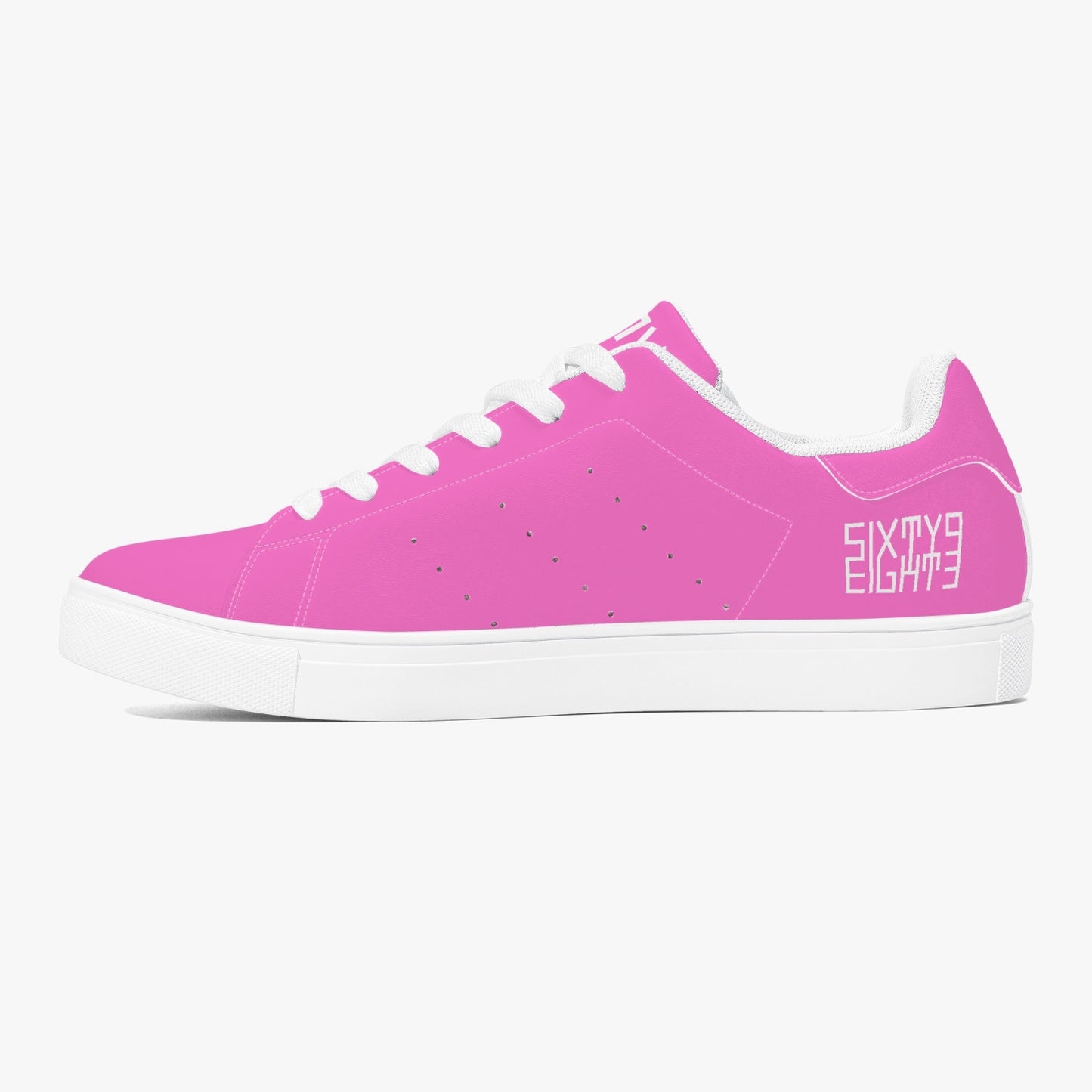 Sixty Eight 93 Logo White Pink Classic Low-Top Leather Shoes