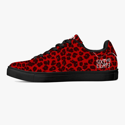 Sixty Eight 93 Logo White Cheetah Red Classic Low-Top Leather Shoes