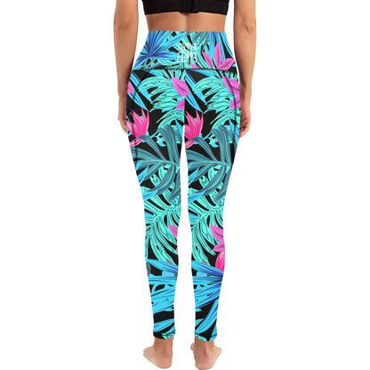 Sixty Eight 93 Logo White Tropical 1.0 High Waist Leggings with Pockets