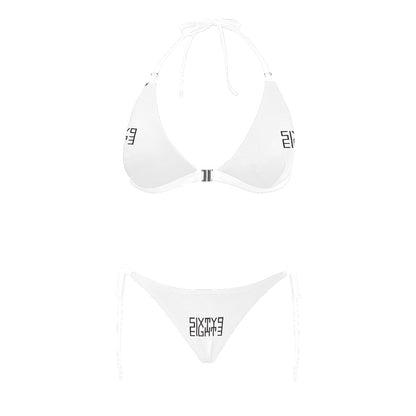 Sixty Eight 93 Logo Black & White Halter Bikini Swimsuit