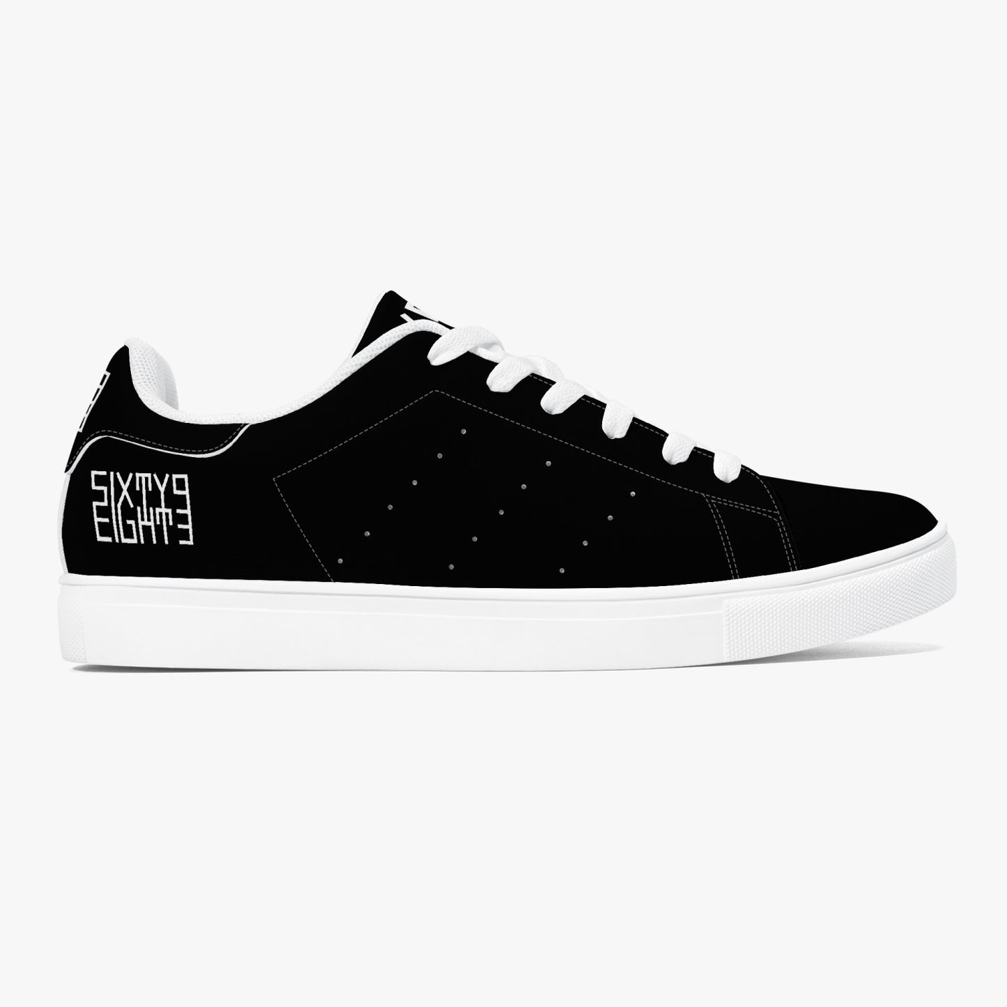 Sixty Eight 93 Logo White Black Classic Low-Top Leather Shoes